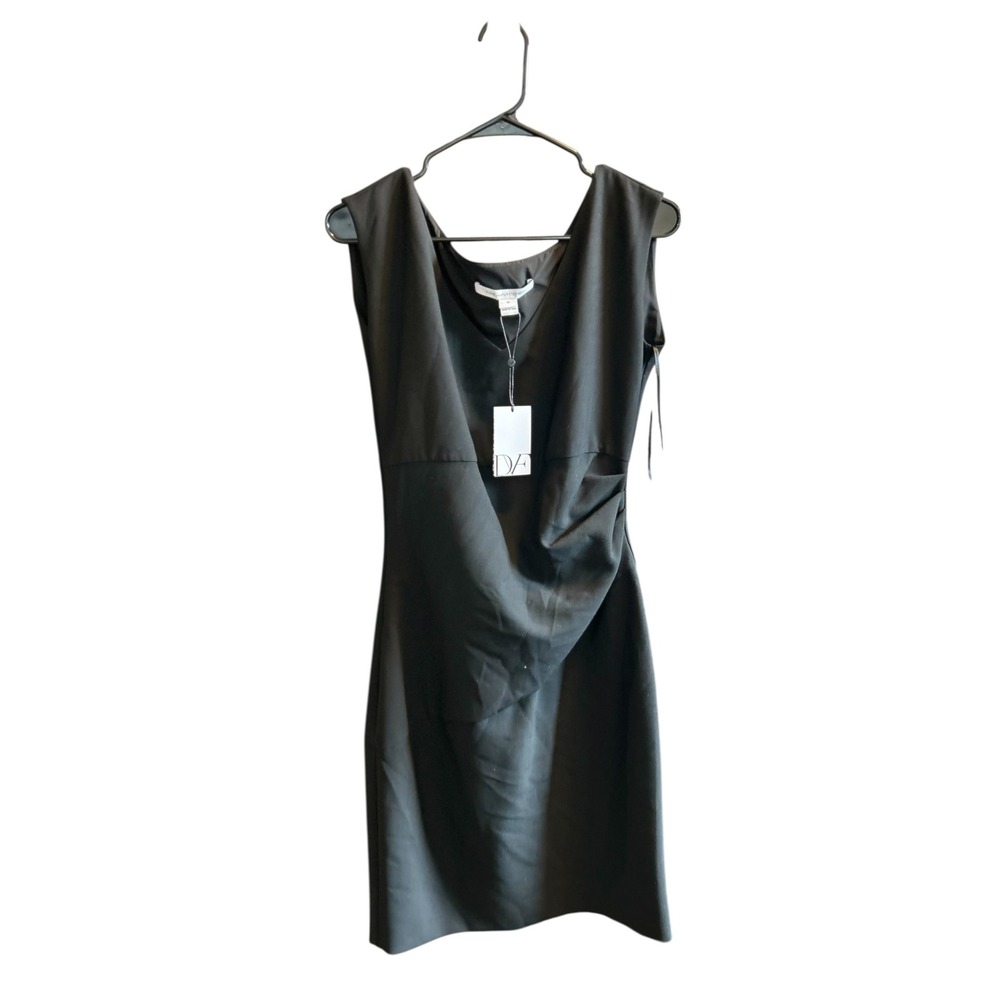 Diane von Furstenberg Black Sleeveless Sheath Dress with Ruching Size‎ 10 NWT